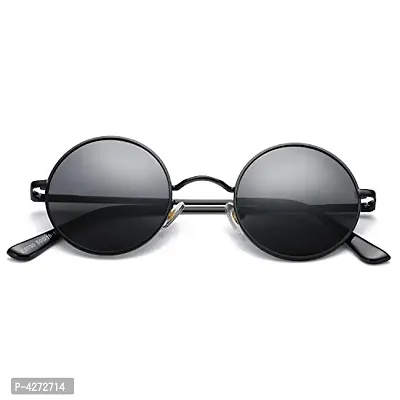 Stylish Metal Black Round Sunglasses For Unisex-thumb5