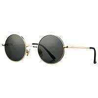 Stylish Metal Black Round Sunglasses For Unisex-thumb1