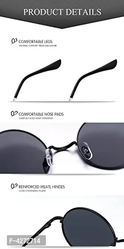 Stylish Metal Black Round Sunglasses For Unisex-thumb2
