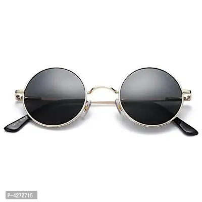 Stylish Metal Black Round Sunglasses For Unisex-thumb0