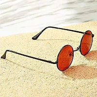Stylish Metal Brown Round Sunglasses For Unisex-thumb2