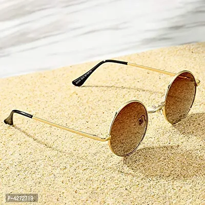 Stylish Metal Orange Round Sunglasses For Unisex-thumb3