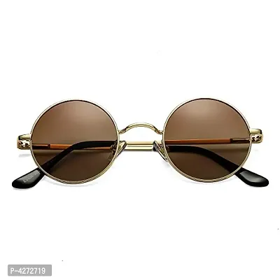 Stylish Metal Orange Round Sunglasses For Unisex