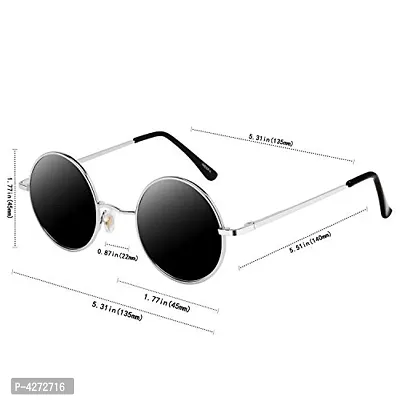 Stylish Metal Blue Round Sunglasses For Unisex-thumb5