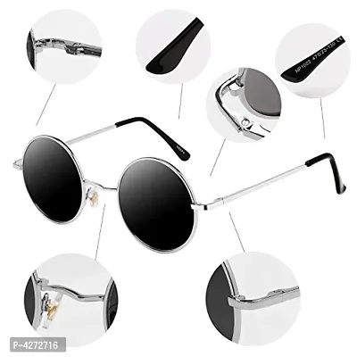 Stylish Metal Blue Round Sunglasses For Unisex-thumb4