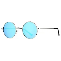 Stylish Metal Silver Round Sunglasses For Unisex-thumb2