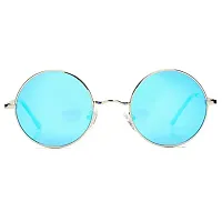 Stylish Metal Silver Round Sunglasses For Unisex-thumb3