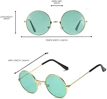Stylish Metal Blue Round Sunglasses For Unisex-thumb3