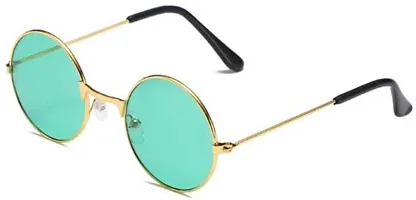 Stylish Metal Blue Round Sunglasses For Unisex-thumb1