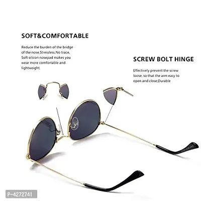 Stylish Metal Silver Oval Sunglasses For Unisex-thumb2