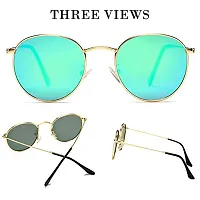 Stylish Metal Turquoise Oval Sunglasses For Unisex-thumb2