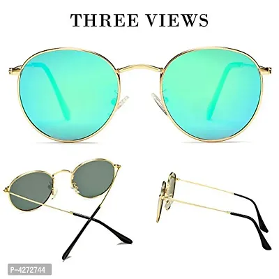 Stylish Metal Turquoise Oval Sunglasses For Unisex-thumb3