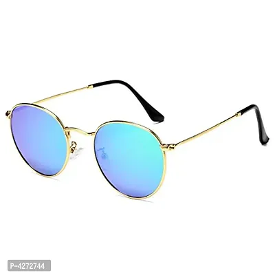 Stylish Metal Turquoise Oval Sunglasses For Unisex-thumb2
