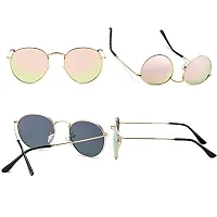 Stylish Metal Silver Oval Sunglasses For Unisex-thumb3
