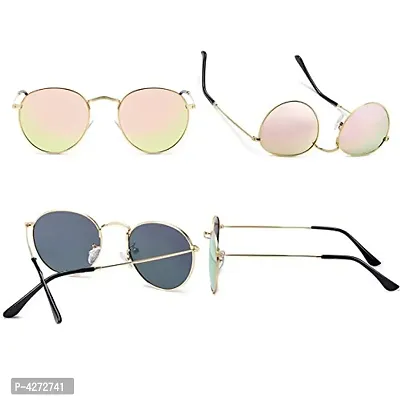 Stylish Metal Silver Oval Sunglasses For Unisex-thumb4