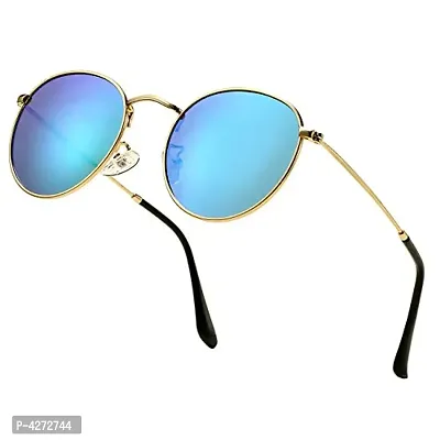 Stylish Metal Turquoise Oval Sunglasses For Unisex