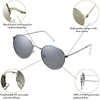 Stylish Metal Black Oval Sunglasses For Unisex-thumb3