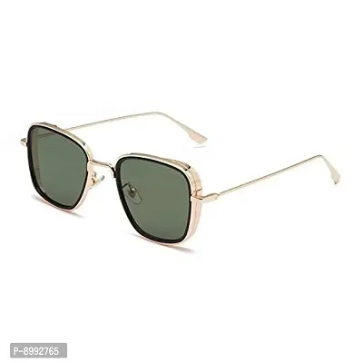ARZONAI Men Square Sunglasses Green Frame, Green Lens (Medium) - Pack of 1