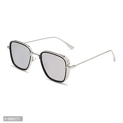 ARZONAI Men's Square Sunglasses Silver Frame Silver Lens (Medium) - Pack of 1-thumb0