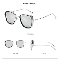 ARZONAI Men's Square Sunglasses Silver Frame Silver Lens (Medium) - Pack of 1-thumb1