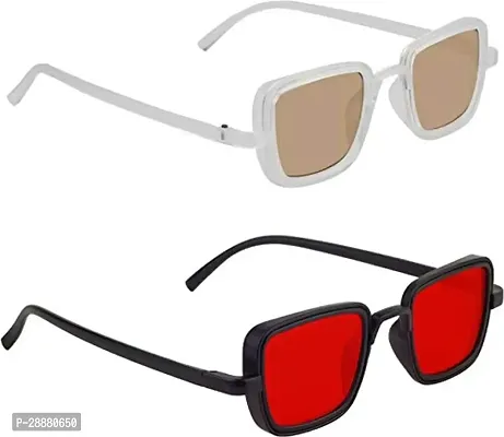 Modern Multicoloured Plastic Sunglasses Pack Of 2