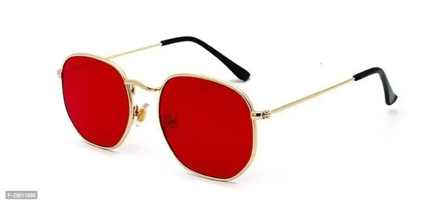 Red Color Uv Protection Hexagonal Sunglasses/Frame For Women