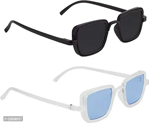 Modern Multicoloured Plastic Sunglasses Pack Of 2