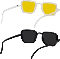 ARZONAI Men's and Boy's UV Protection Plastic Rectangular Sunglasses (Yellow, Black) Combo Pack of 2-thumb3