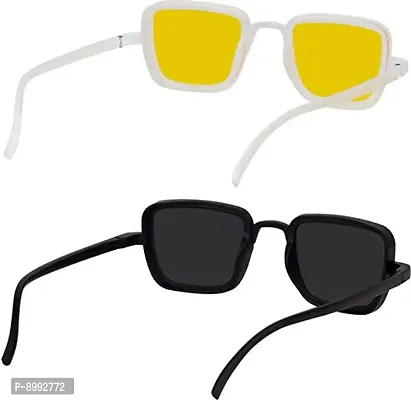 ARZONAI Men's and Boy's UV Protection Plastic Rectangular Sunglasses (Yellow, Black) Combo Pack of 2-thumb4