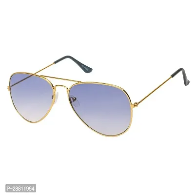 Stylish Classic Aviator Shape Golden-Blue Uv Protection Sunglasses For Women-thumb0