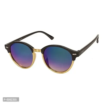 Arzonai Manila Round Shape Black-Green Mirrored UV Protection Sunglasses For Men  Women [MA-039-S6 ]