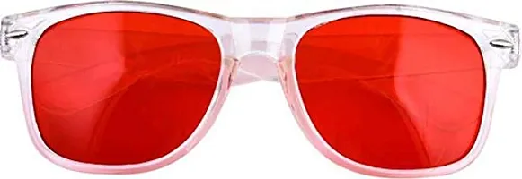 Arzonai Wayfarer Unisex Sunglasses , Transparent Frame, Red Lens, Pack of 1 (Medium)-thumb1