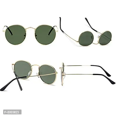 ARZONAI Unisex Adult Round Sunglasses (Golden Frame, Green Lens) (Medium) (Pack of 1)-thumb4