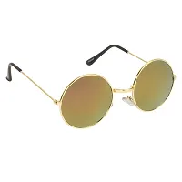 Arzonai Hammond Round Shape Golden-Orange Mirrored UV Protection Sunglasses For Men  Women [MA-040-S10 ]-thumb1