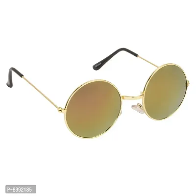 Arzonai Hammond Round Shape Golden-Orange Mirrored UV Protection Sunglasses For Men  Women [MA-040-S10 ]-thumb2