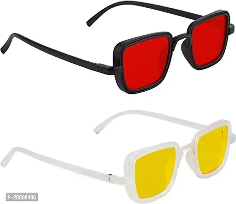 Modern Multicoloured Plastic Sunglasses Pack Of 2