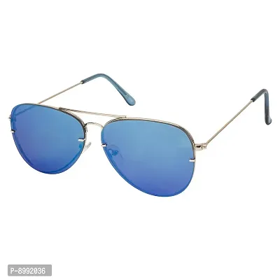 Arzonai Classics Aviator Shape Silver-Blue Mirrored UV Protection Sunglasses For Men  Women [MA-1000-S10 ]