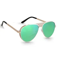 Arzonai Aviator Unisex Sunglasses Golden Frame , Green Mirror Lens (Large) Pack of 1-thumb2