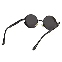 Arzonai Metal Steampunk Unisex Sunglasses Pack of 1 (Large) Black Frame, Silver Mirror Lens-thumb4