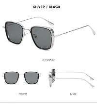 Stylish Sunglasses For Women (Silver-Black)-thumb2