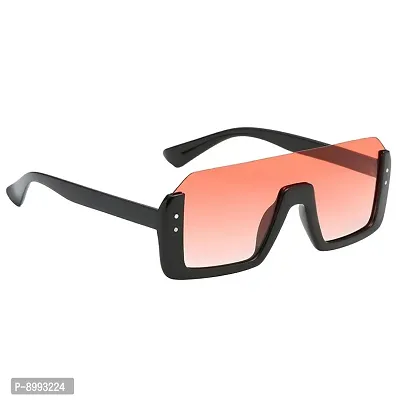 ARZONAI Shahid Kapoor | Sahil khan SQUARE Retro Sunglasses Black Frame, Orange lens (Large) ndash; Pack of 1-thumb5