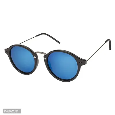 Arzonai Magneto Oval Shape Black-Blue Mirrored UV Protection Sunglasses For Men  Women [MA-046-S1 ]