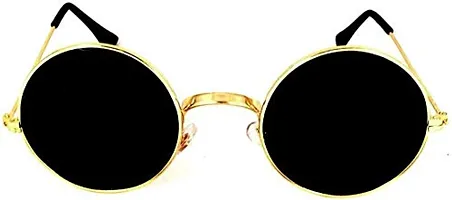 ARZONAI Famous Round Stylish Fashion Sunglasses for Men and Woman | Boys and Girls (Golden-Black)-thumb3