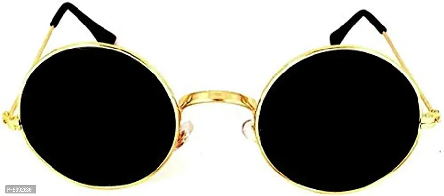 ARZONAI Famous Round Stylish Fashion Sunglasses for Men and Woman | Boys and Girls (Golden-Black)-thumb4