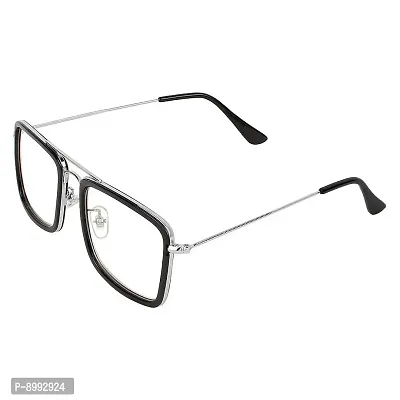 ARZONAI Unisex Adult Square Sunglasses (Gunmetal Frame, Transparent Lens) (Medium)