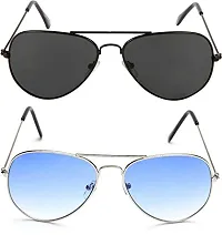 Arzonai Metal Classic Aviator Unisex Sunglasses Pack of 2 (Medium)-thumb1