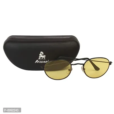 Arzonai Pento Oval Black-Yellow UV Protection Sunglasses For Men  Women [MA-026-S15]-thumb4