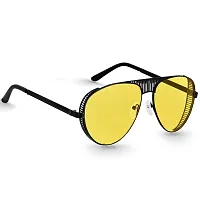 Arzonai Aviator Unisex Sunglasses Black Frame , Yellow Lens (Large) Pack of 1-thumb2