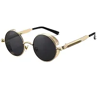 Arzonai Metal Steampunk Round Sunglasses Pack of 2, (Medium) (Yellow,Black)-thumb4