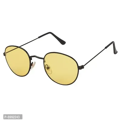Arzonai Pento Oval Black-Yellow UV Protection Sunglasses For Men  Women [MA-026-S15]